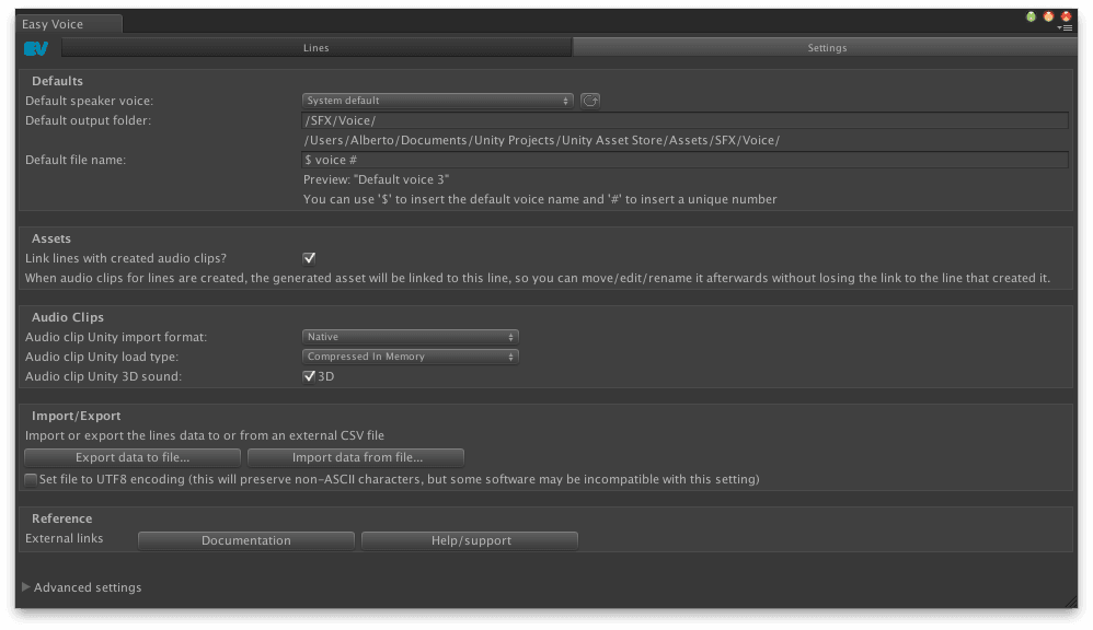 Easy Voice Settings Panel